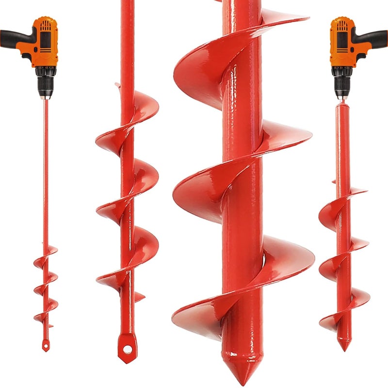 MAXCCINO Auger Drill Bit for Planting Set of 2, Garden Ground Earth Spiral Drill Bit for 3/8" Hex Drive Drill, for Post Hole Digger Bulb Bedding Digging Plant Rapid Planter - Image 1